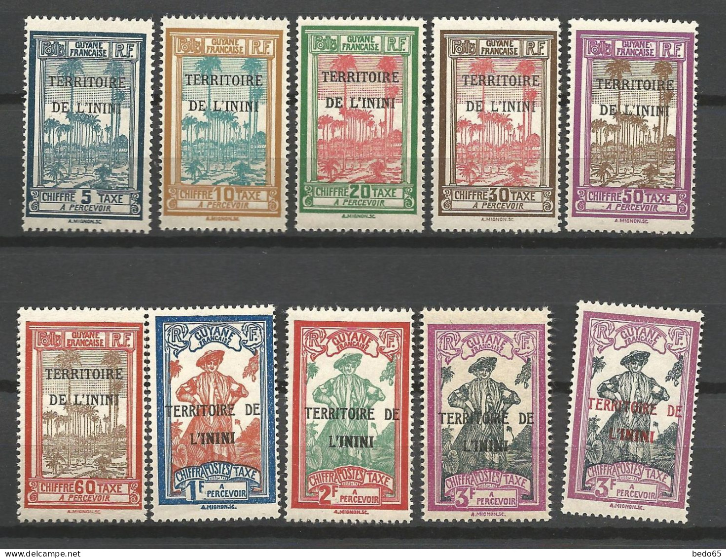 ININI TAXE  Série Complète N° 1 à 9 + 9a NEUF** LUXE SANS CHARNIERE ( Sauf N° 9 Gom Coloniale ) / Hingeless / MNH - Autres & Non Classés