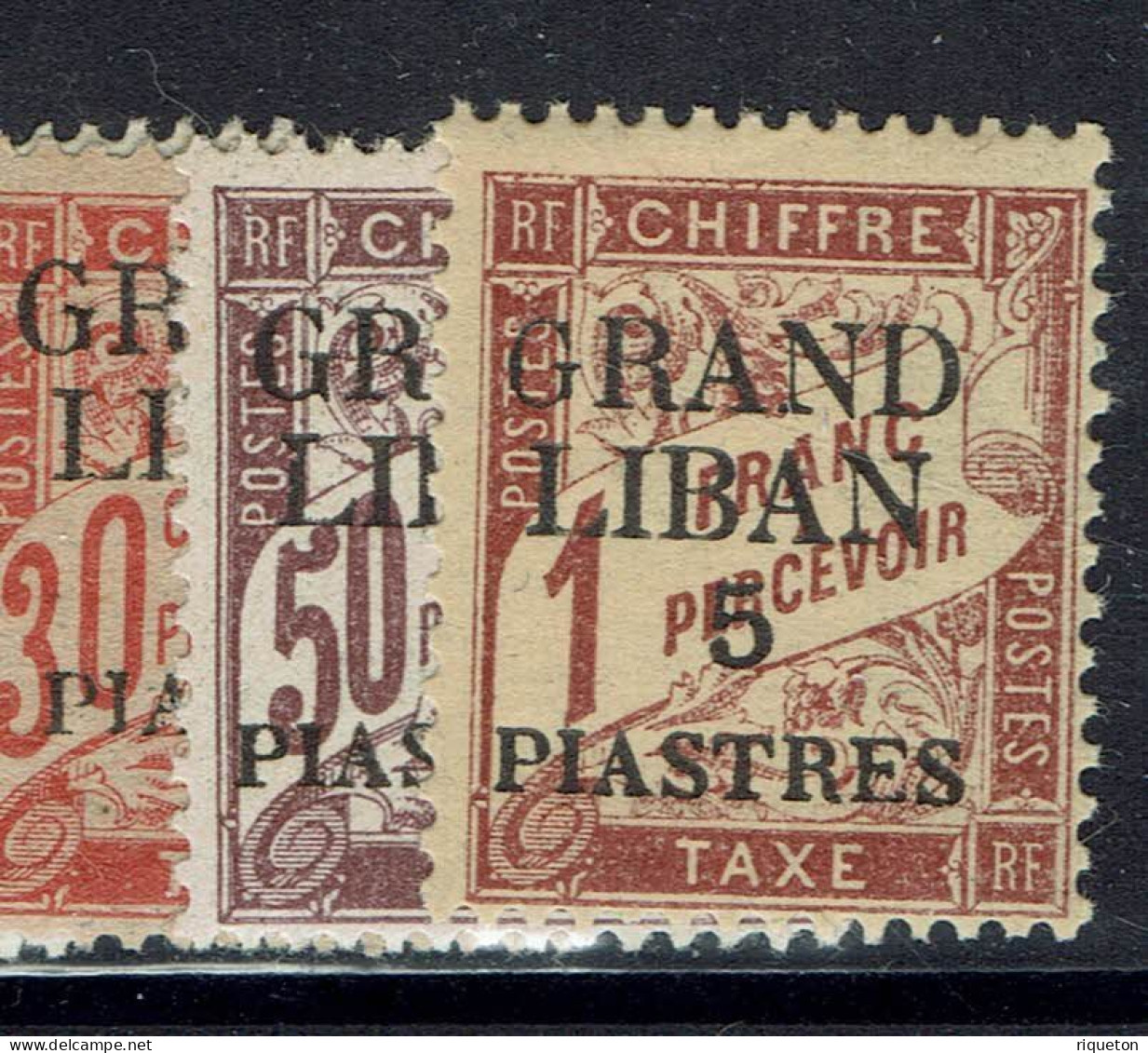 Grand Liban. Taxes N° 1/5 A. (5 Avec G Maigre) Neufs X. Cote : 57 € - Strafport