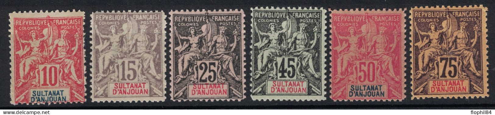 ANJOUAN - TYPE GROUPE - FAUX DE FOURNIER - 6 TIMBRES NEUFS SANS CHARNIERE - N°8,11,12,14,15,18. - Ungebraucht