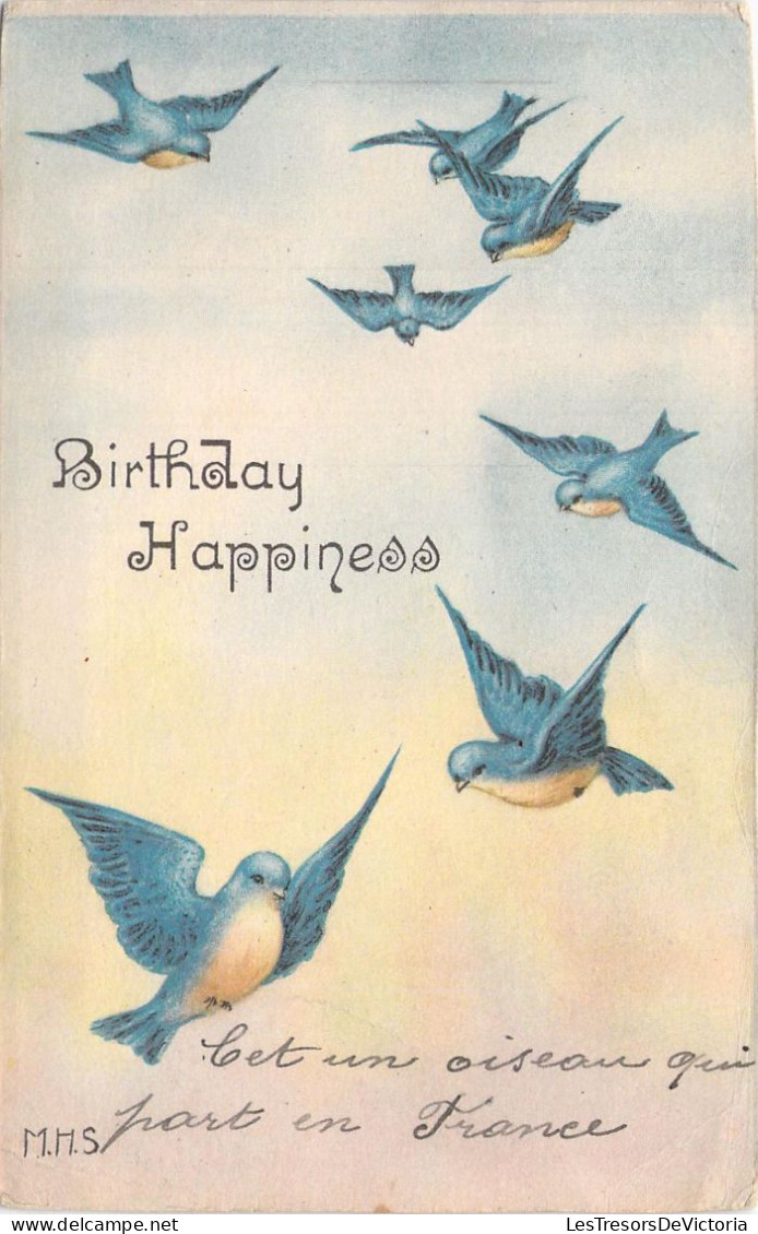 BIRDS - Birthday Happiness - Carte Postale Ancienne - Birds