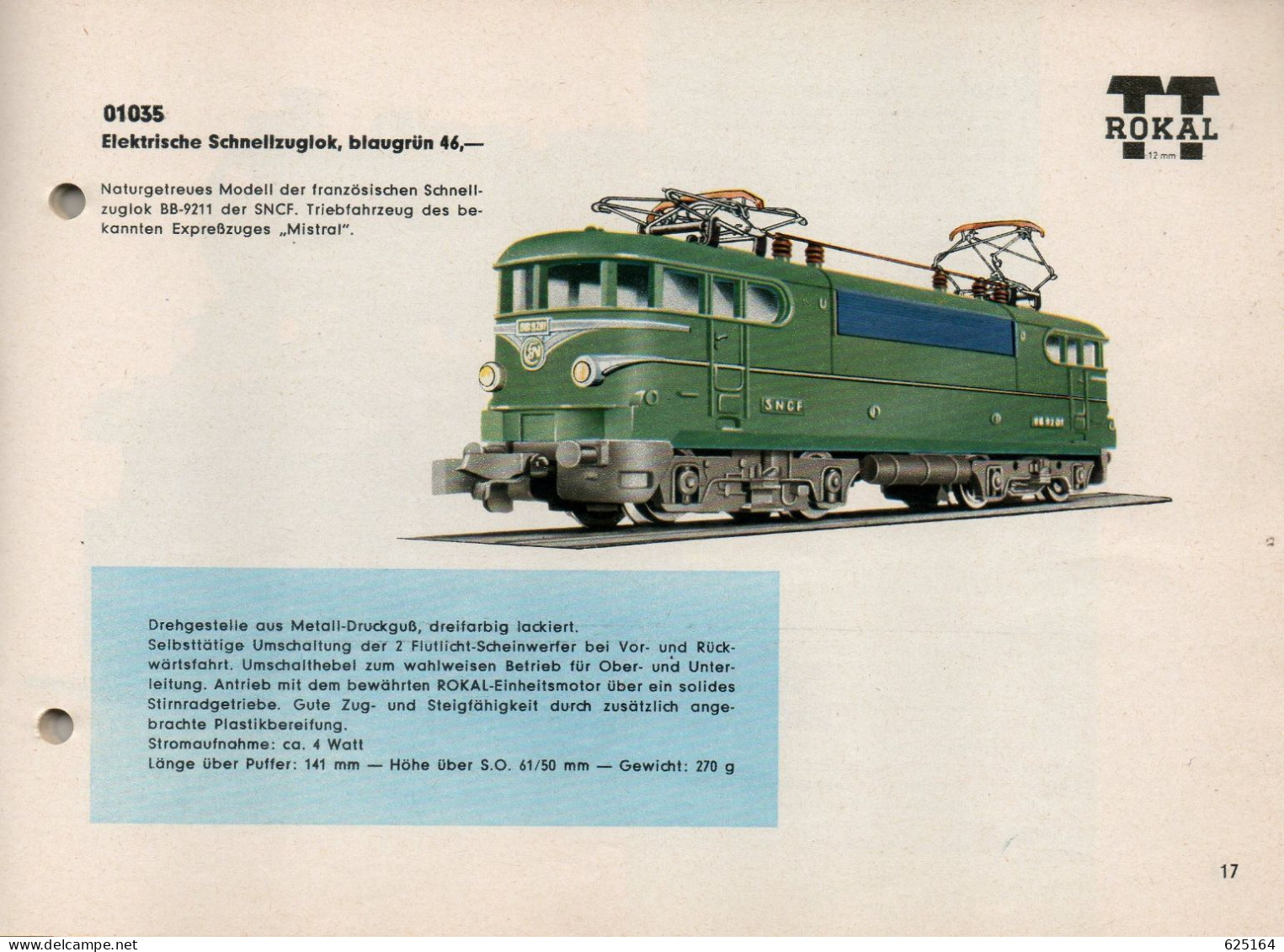 Catalogue ROKAL 1962 14/D Katalog Spur TT  Maßstab 1/120 - Alemania