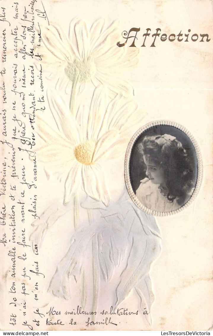 Marguerites Et Médaillon Portrait De Femme - Affection - Carte Postale Ancienne - Fleurs