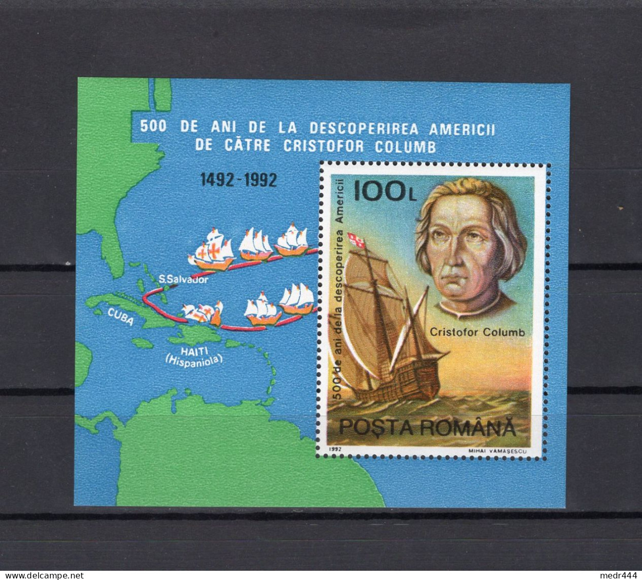Romania/Roumanie 1992 - Christopher Columbus; The 500th Anniversary Of America Discovery - Minisheet - MNH** - Brieven En Documenten