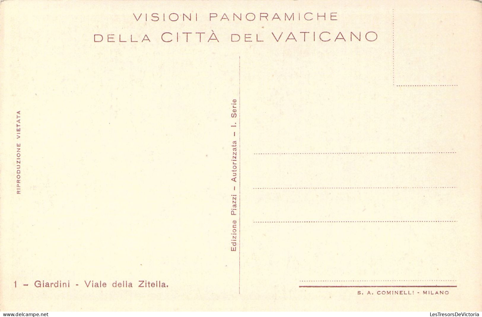 VATICAN - Giardini - Viale Della Zitella - Carte Postale Ancienne - Vaticaanstad