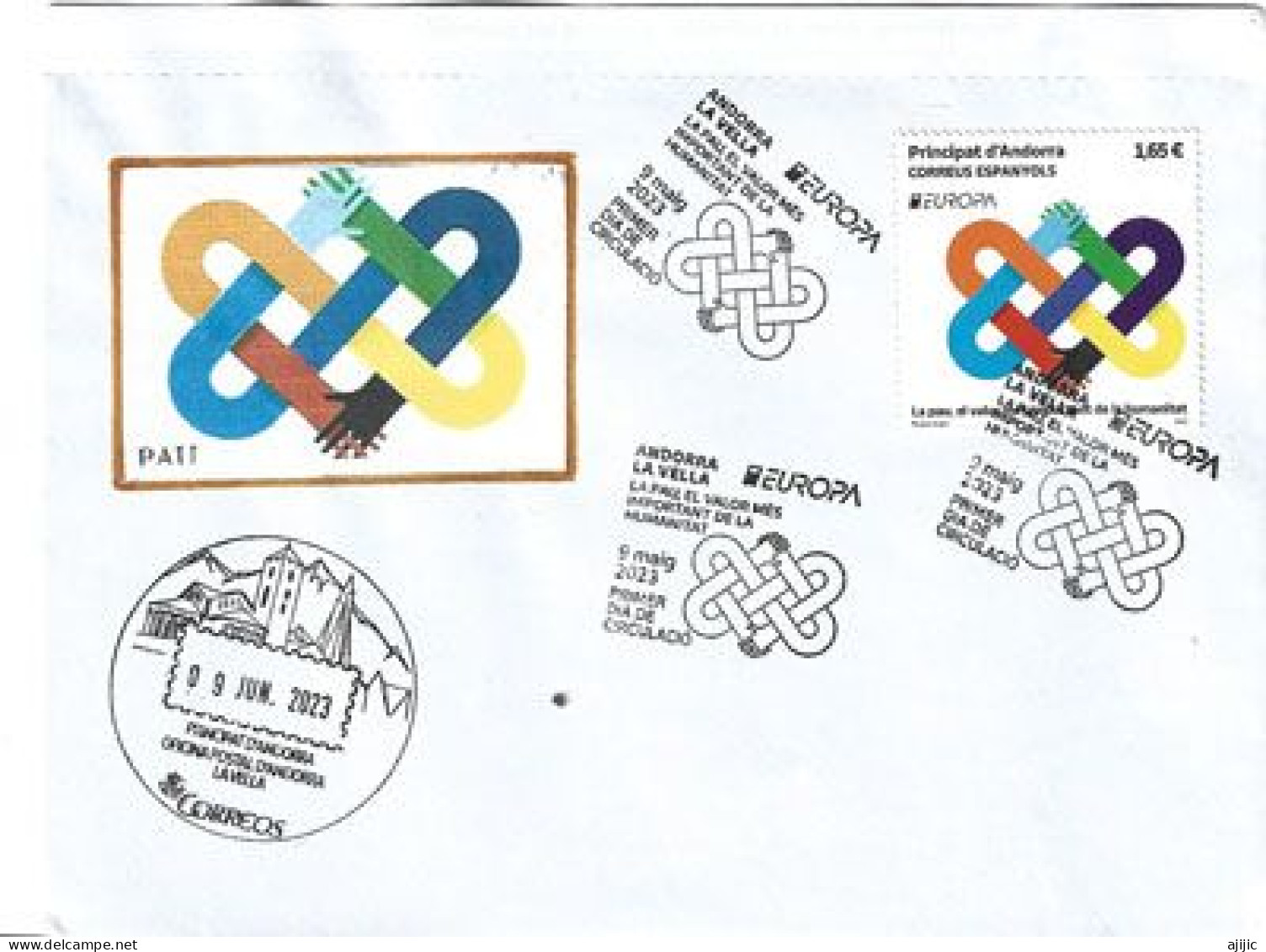 ANDORRA EUROPA 2023. PAZ. El Correo Español. FDC / SPD - Cartas & Documentos