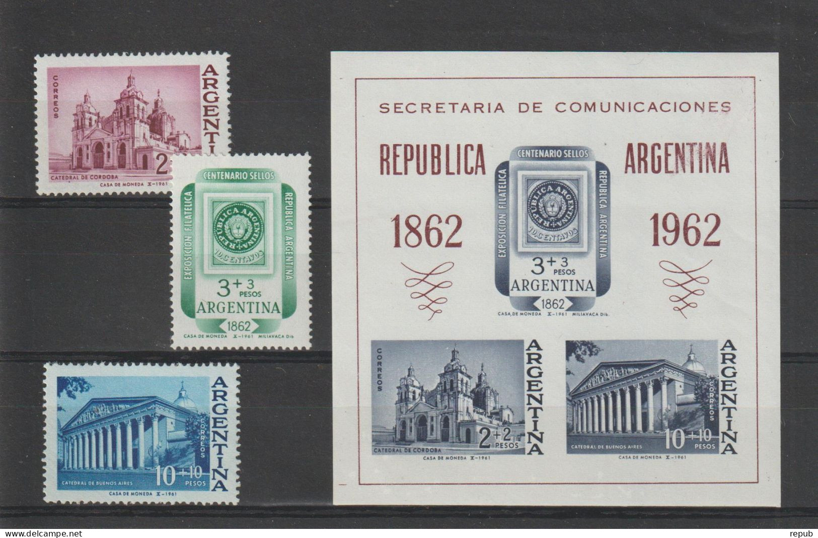 Argentine 1961 Expo Argentina 62 649-51, 3 Val + BF 14 ** MNH - Unused Stamps