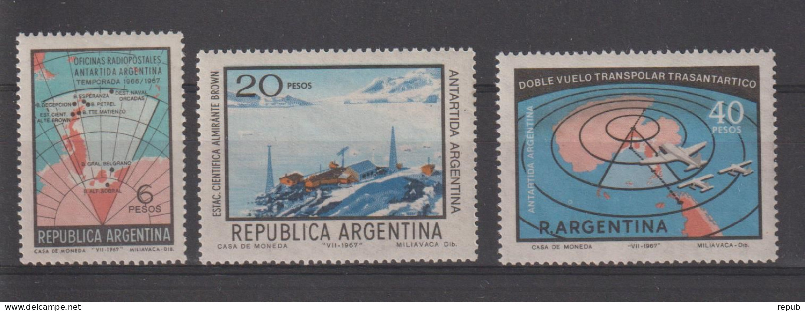 Argentine 1968 Antarctique Argentin 806-808, 3 Val ** MNH - Ongebruikt