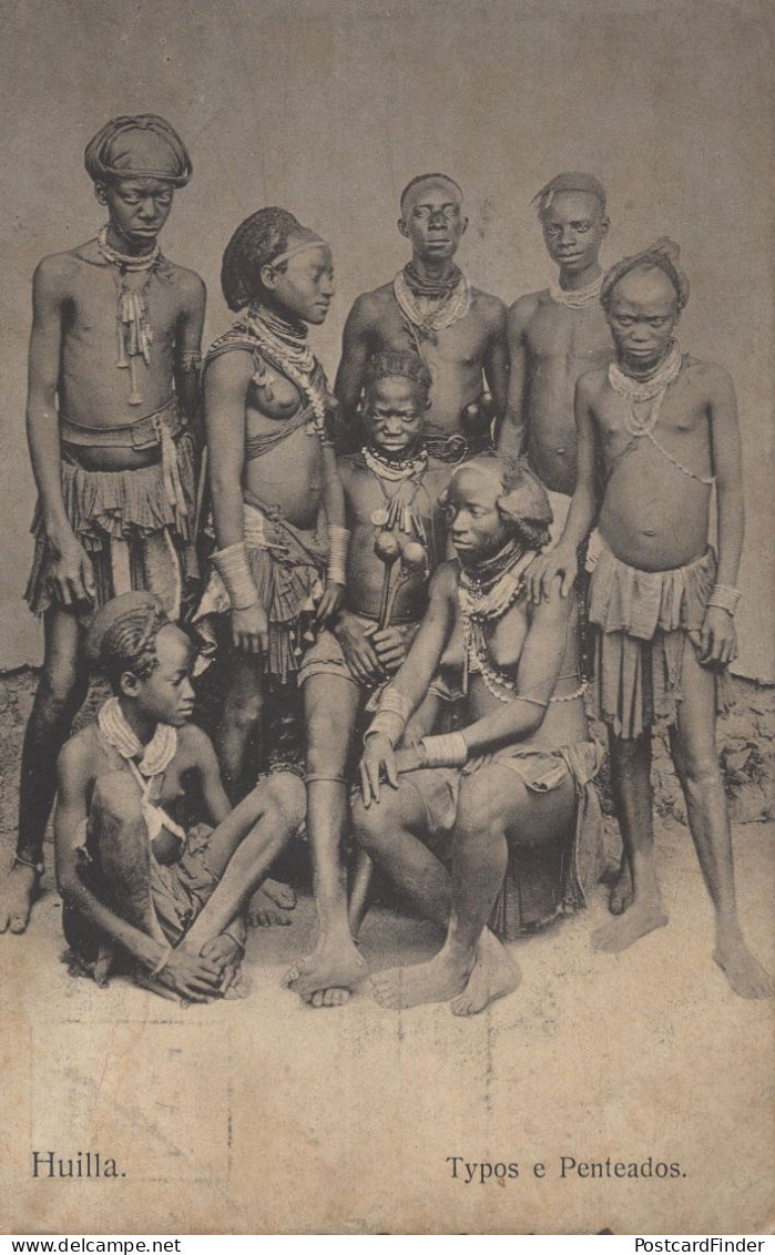 Huilla Types E Penteados Angola African Tribe Old Rare Postcard - Angola