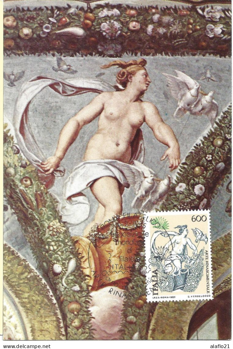 ITALIE - CARTE MAXIMUM - Yvert N° 1639 - ITALIA 85 - VENUS Sur Son CHAR - OEUVRE De RAPHAEL - Maximumkarten (MC)