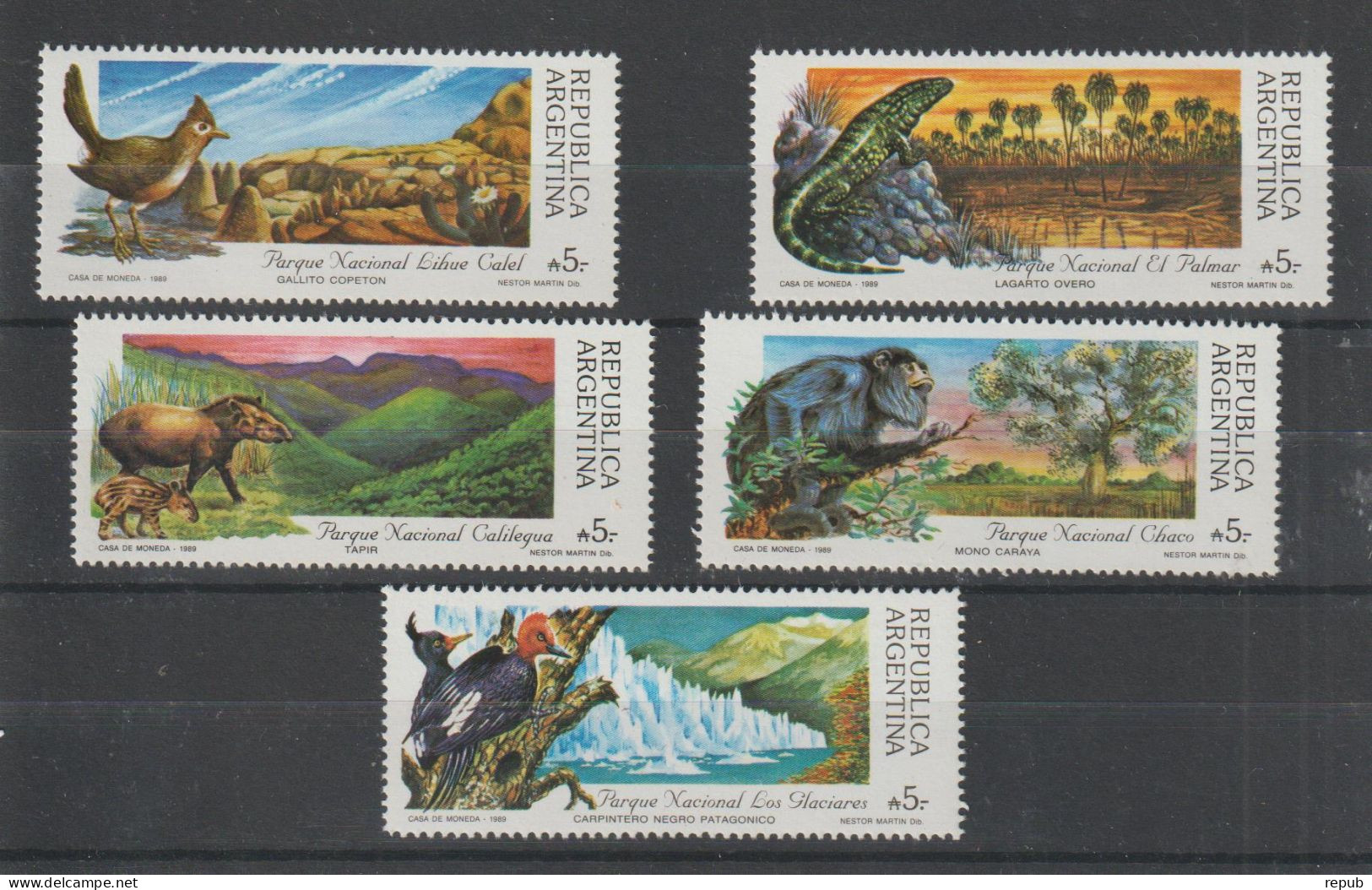 Argentine 1989 Parc Nationaux 1666-70, 5 Val ** MNH - Ongebruikt