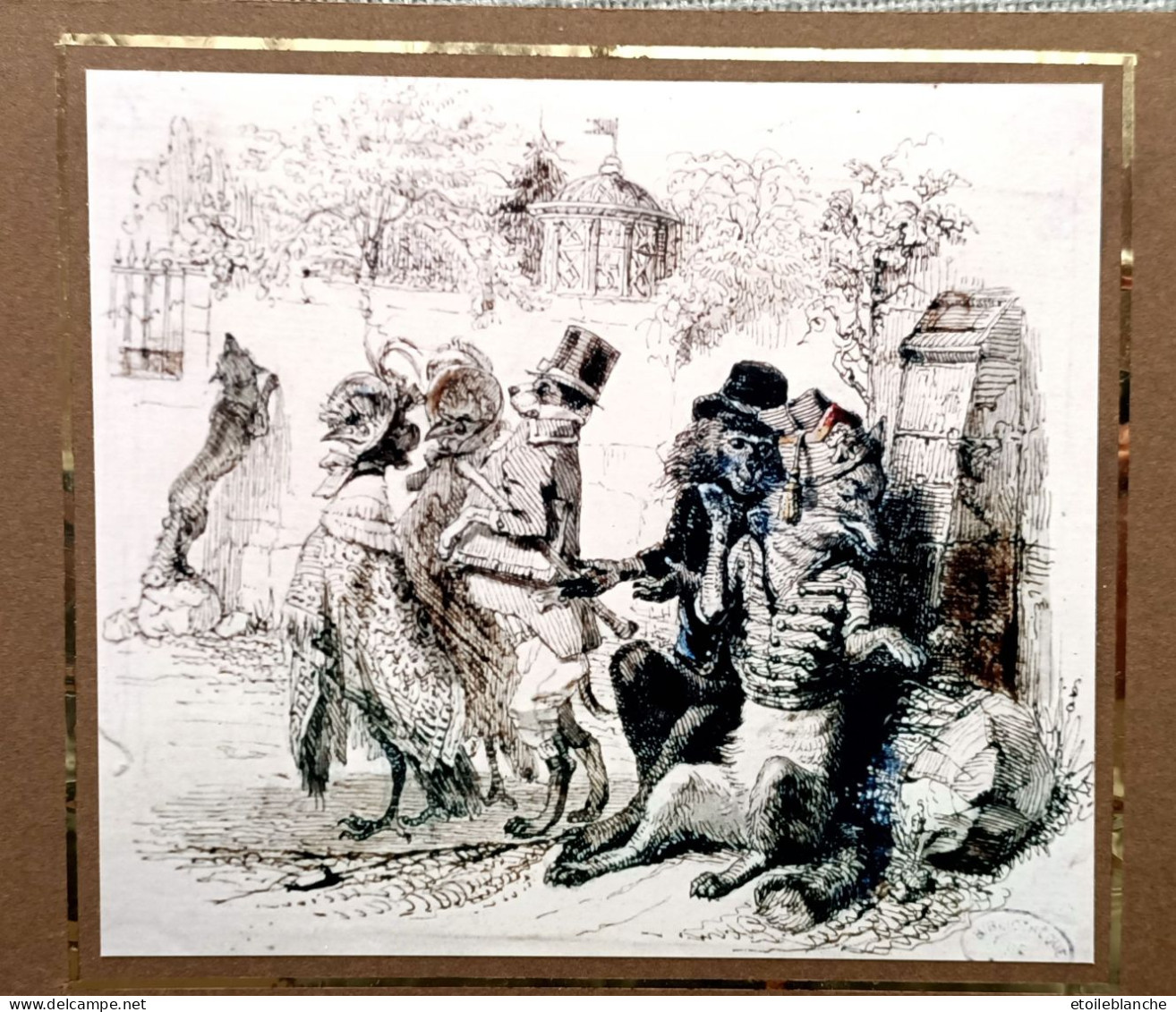 Dessin Gustave Doré, Animaux Humanisés, Costumes Cérémonie, Chien Pintade, Renard, Singe - Photo - Dessins