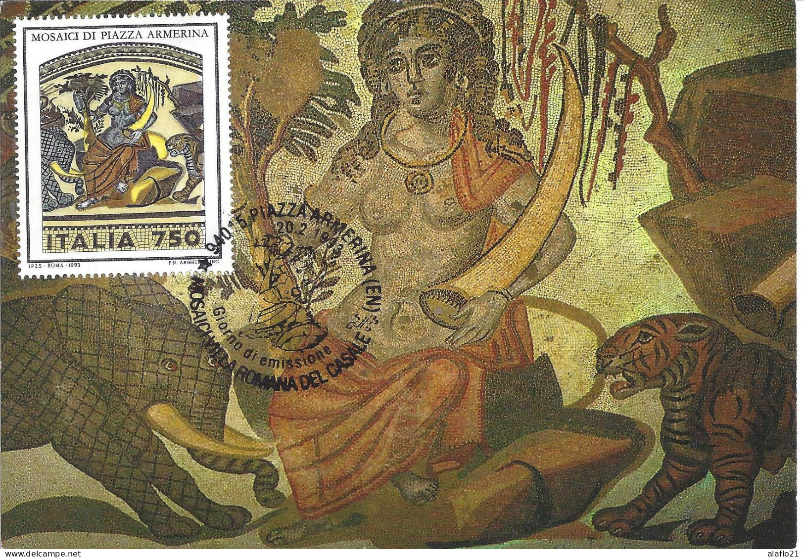 ITALIE - CARTE MAXIMUM - Yvert N° 2001 - MOSAÏQUE De La VILLA ROMAINE De PIAZZA ARMERINA - Cartoline Maximum