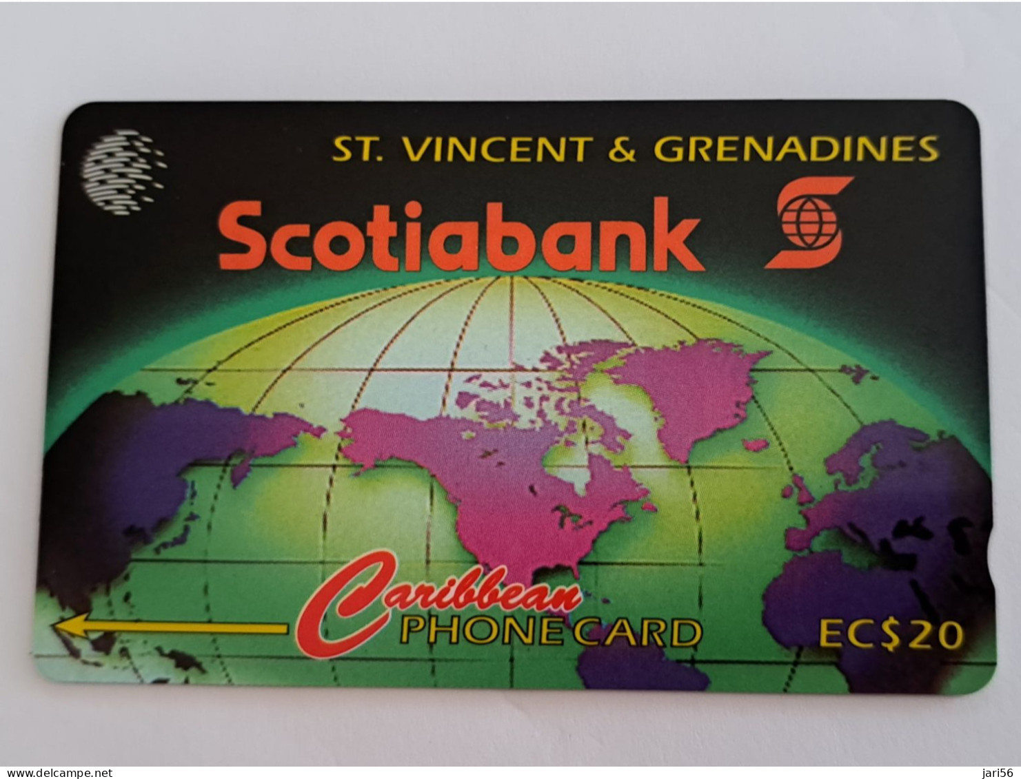 ST VINCENT & GRENADINES  GPT CARD   $ 20,- 12CSVA    STV-12A / SCOTIA BANK       C&W    Fine Used  Card  **13691 ** - St. Vincent & The Grenadines