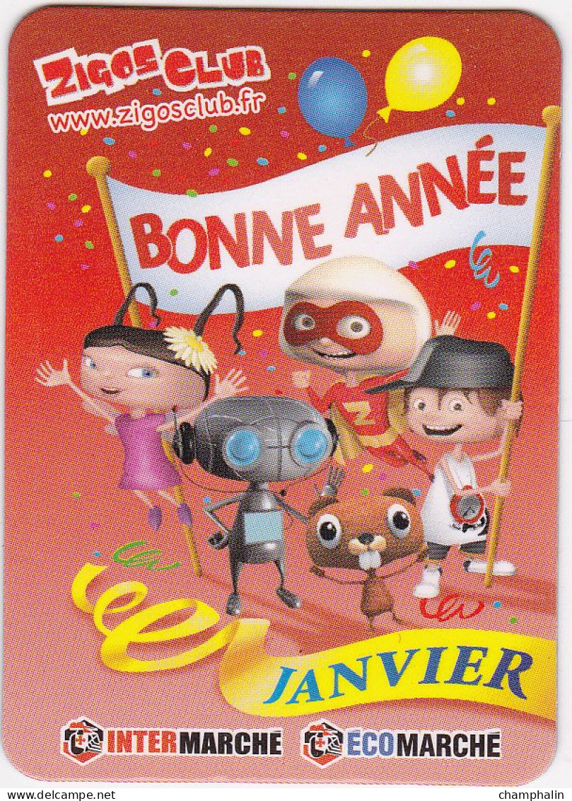 France - Magnet Publicitaire - Magasins Intermarché & Ecomarché - Zigos Club - Janvier - Advertising