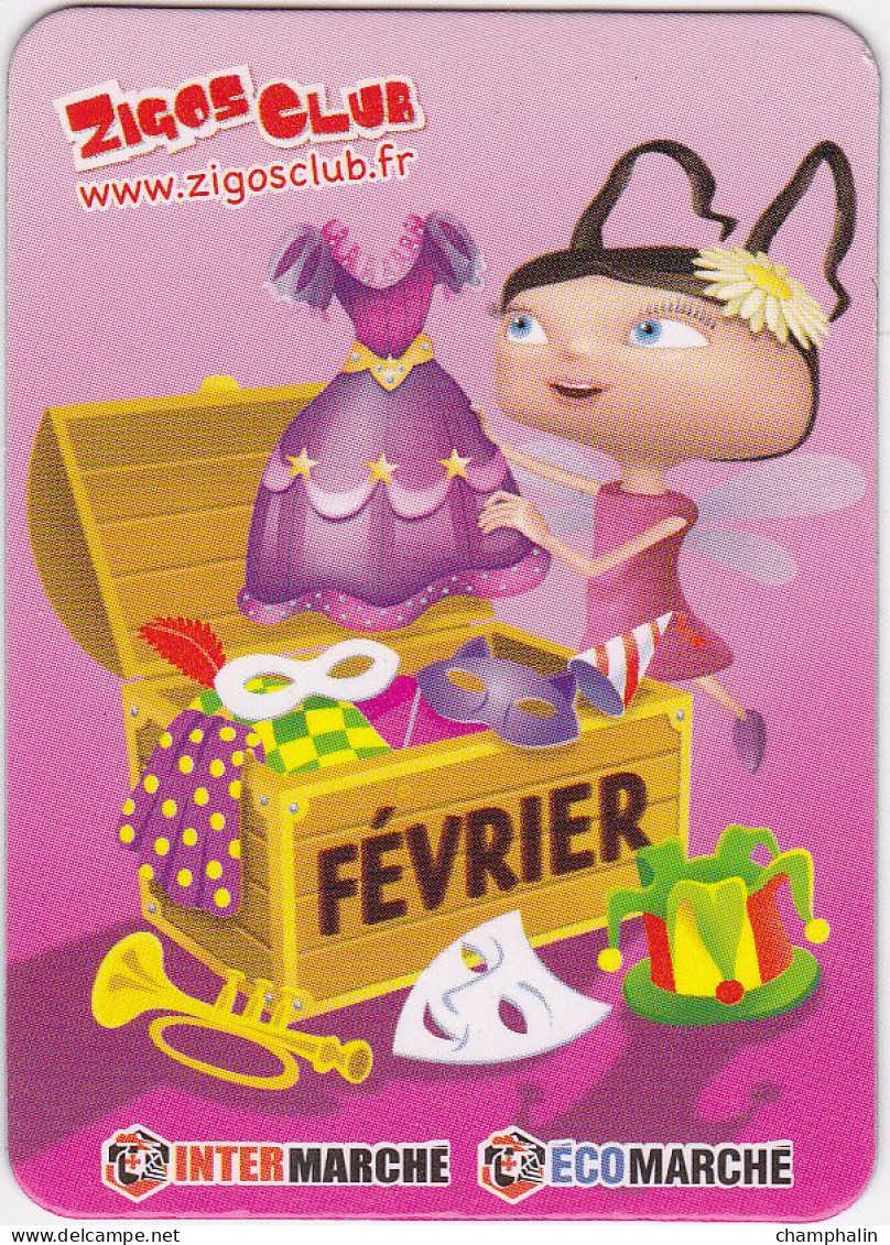 France - Magnet Publicitaire - Magasins Intermarché & Ecomarché - Zigos Club - Février - Publicidad