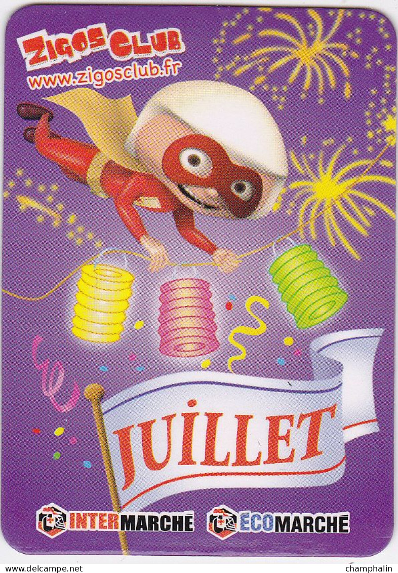 France - Magnet Publicitaire - Magasins Intermarché & Ecomarché - Zigos Club - Juillet - Publicidad