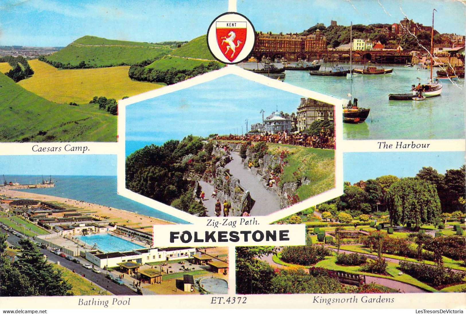 ANGLETERRE - Folkestone - Bathing Pool - Caesars Camp - The Harbour - Carte Postale Ancienne - Folkestone