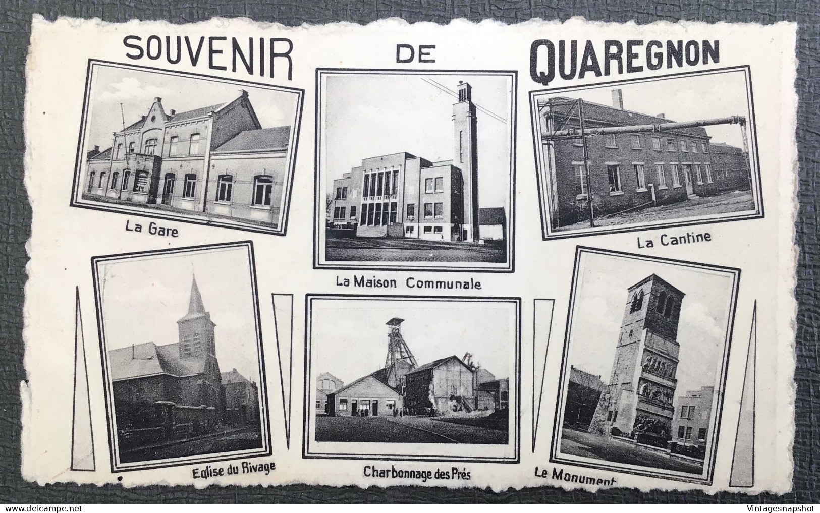 Souvenir De QUAREGNON 6 Vues : Gare, Cantine, Charbonnage, Maison Communale, église, Monument. 1CP PK Semi-moderne - Quaregnon