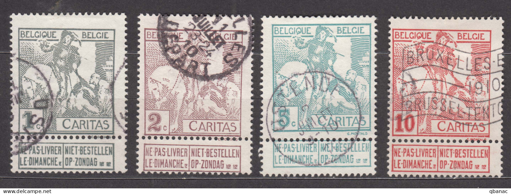 Belgium 1910 Caritas Mi#81-84 I Used - 1910-1911 Caritas