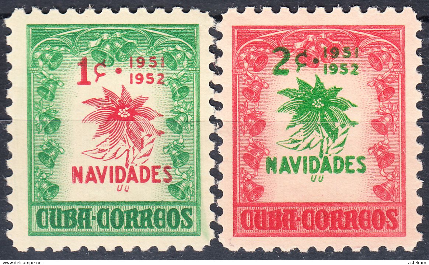 CUBA 1951, CHRISTMAS, FLOWERS, COMPLETE, MNH SERIES With GOOD QUALITY, *** - Unused Stamps