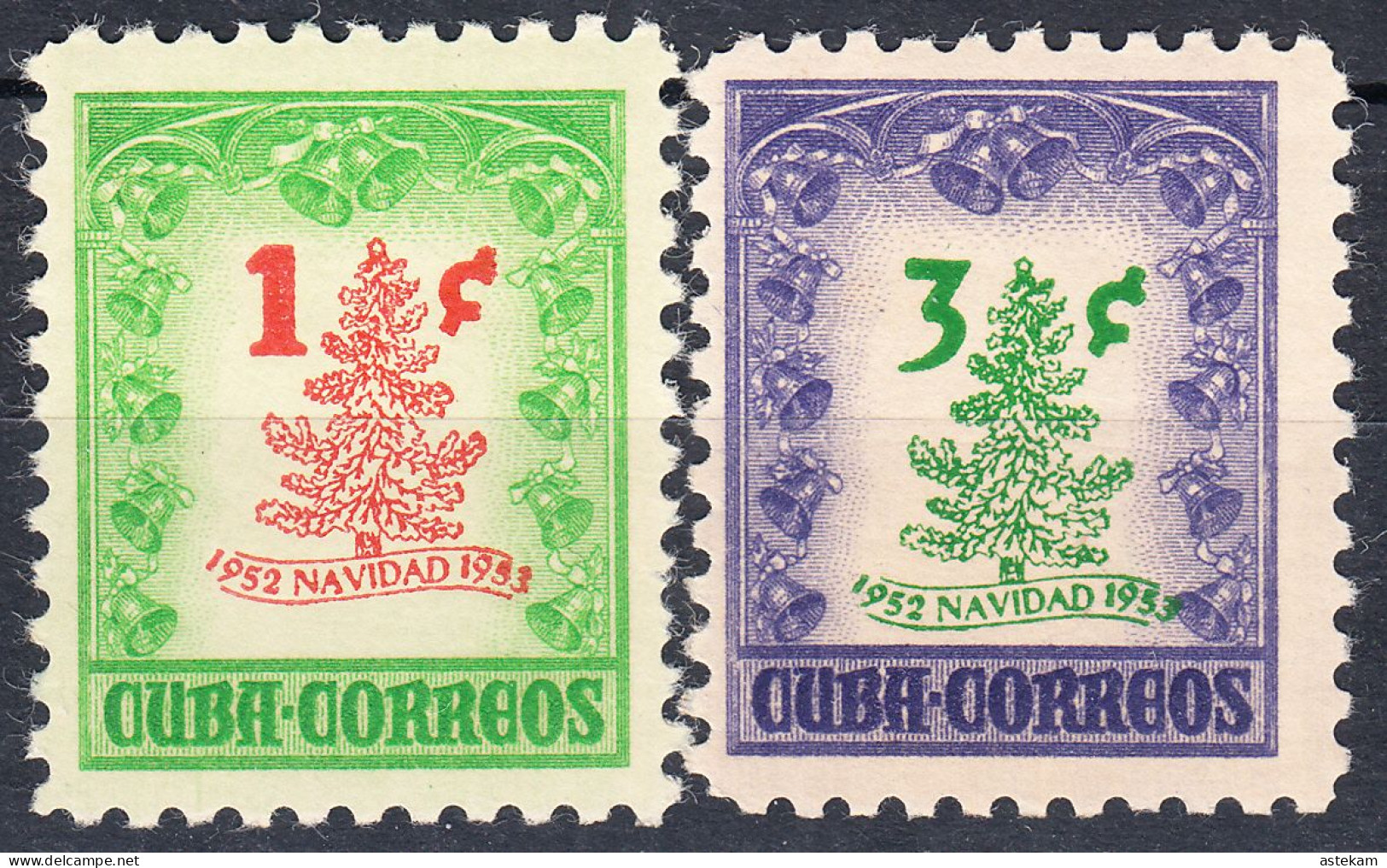 CUBA 1952, CHRISTMAS, CHRISTMAS TREES, COMPLETE, MNH SERIES With GOOD QUALITY, *** - Ongebruikt