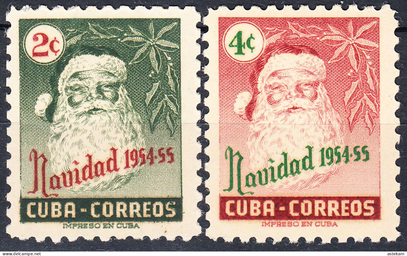 CUBA 1954, CHRISTMAS, SANTA CLAUS, COMPLETE, MNH SERIES With GOOD QUALITY, *** - Ongebruikt