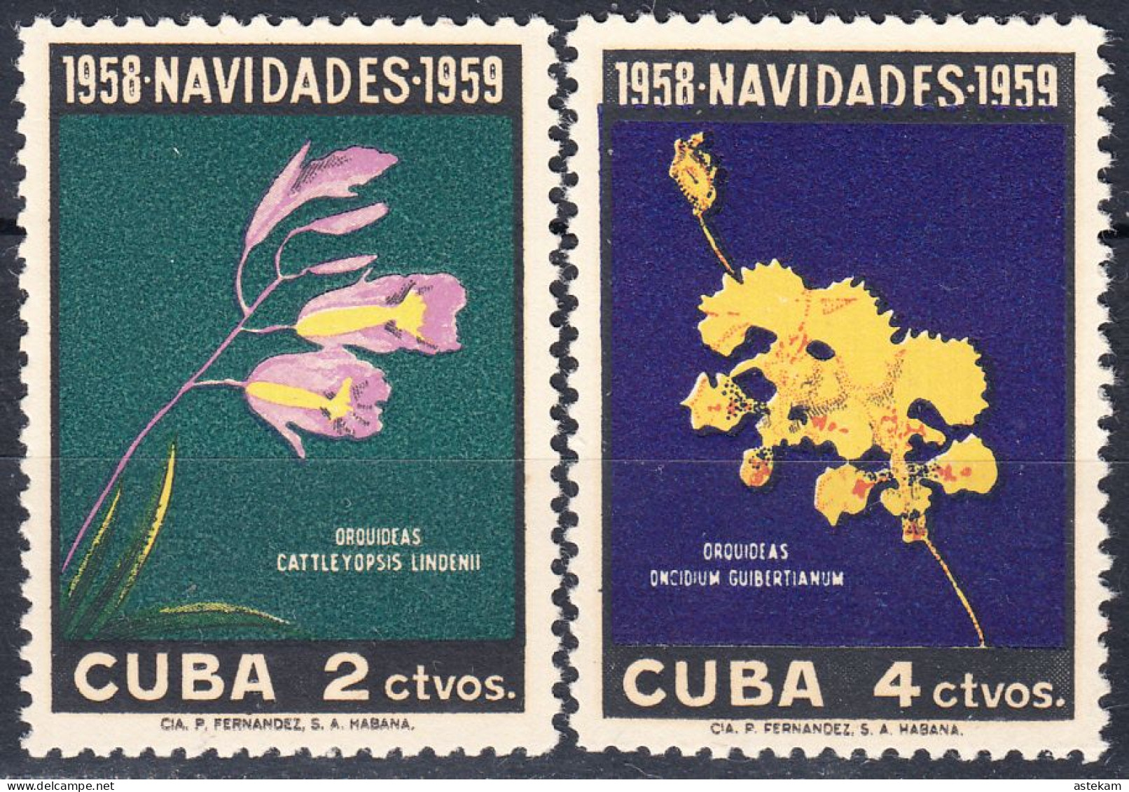 CUBA 1958, CHRISTMAS, FLOWERS, COMPLETE, MNH SERIES With GOOD QUALITY, *** - Ungebraucht
