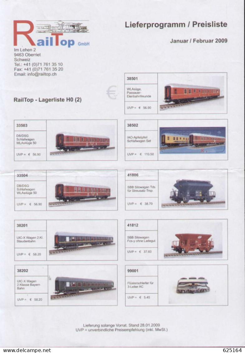 Catalogue RailTop-onLine 2009 Lieferprogramm-Preisliste HO 1:87 - Duits