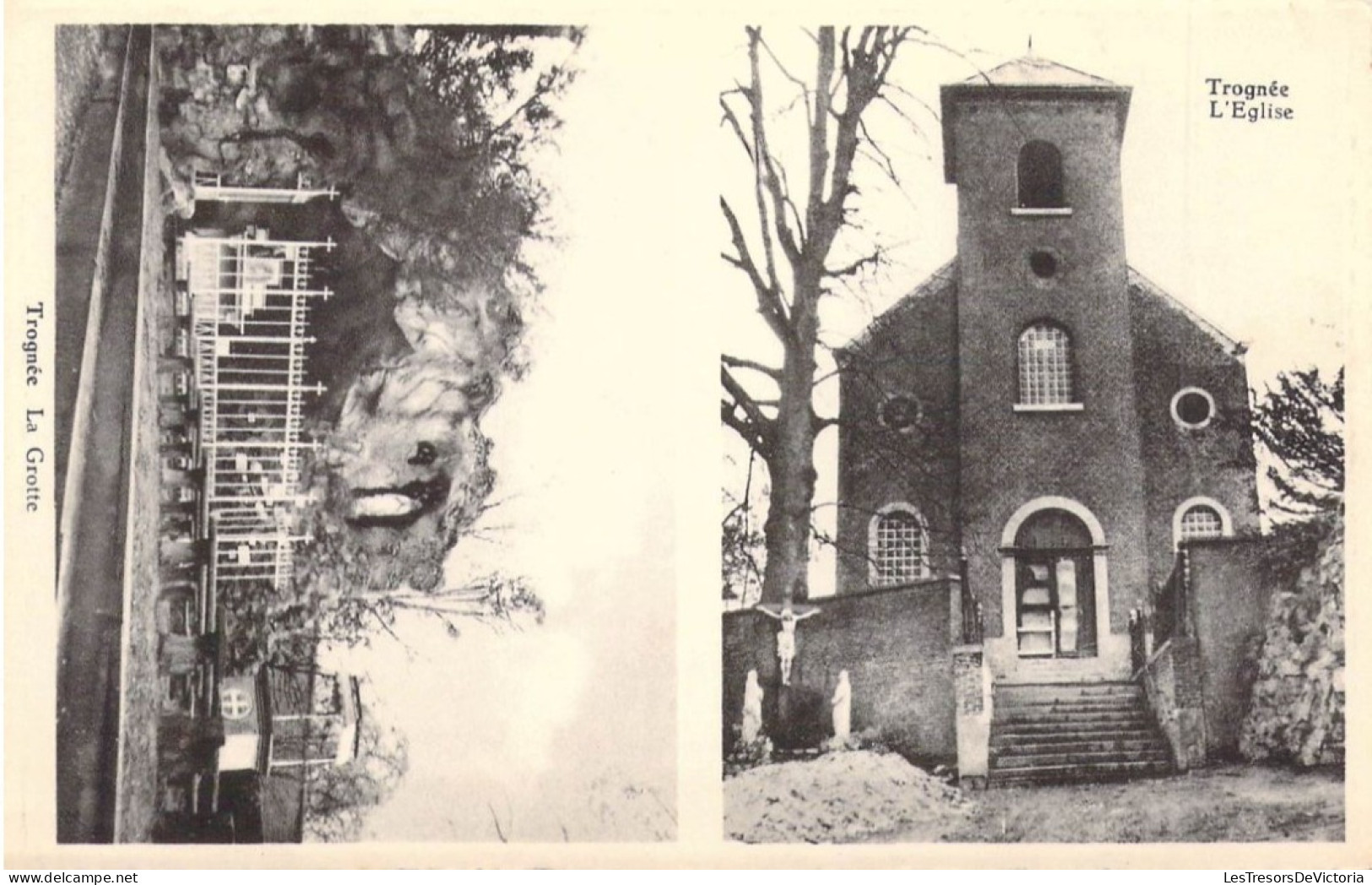 BELGIQUE - TROGNEE - La Grotte - L'Eglise - Carte Postale Ancienne - Andere & Zonder Classificatie