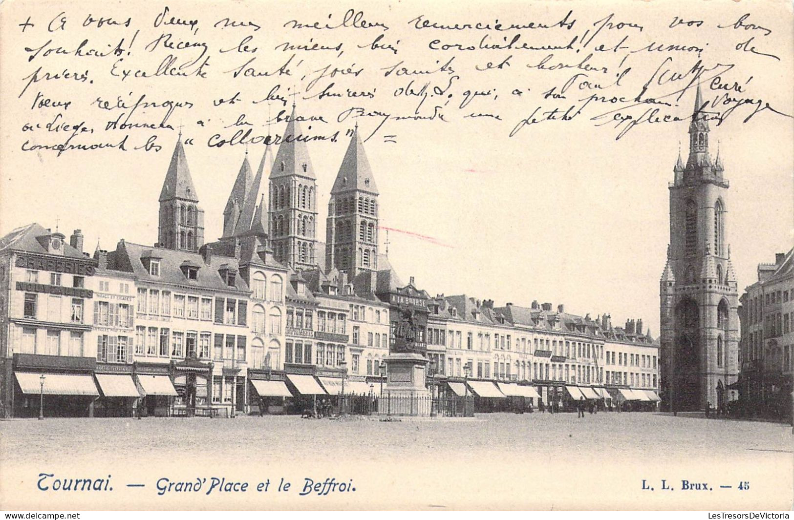 BELGIQUE - TOURNAI - Grand'Place Et Le Beffroi - L L - Carte Postale Ancienne - Tournai