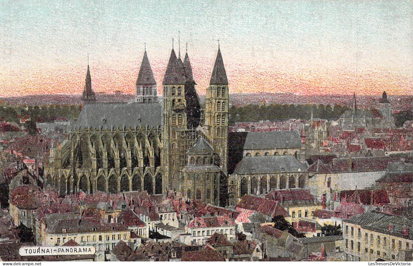 BELGIQUE - TOURNAI - Panorama - Publicité Chocolat JOVENEAU - Carte Postale Ancienne - Doornik