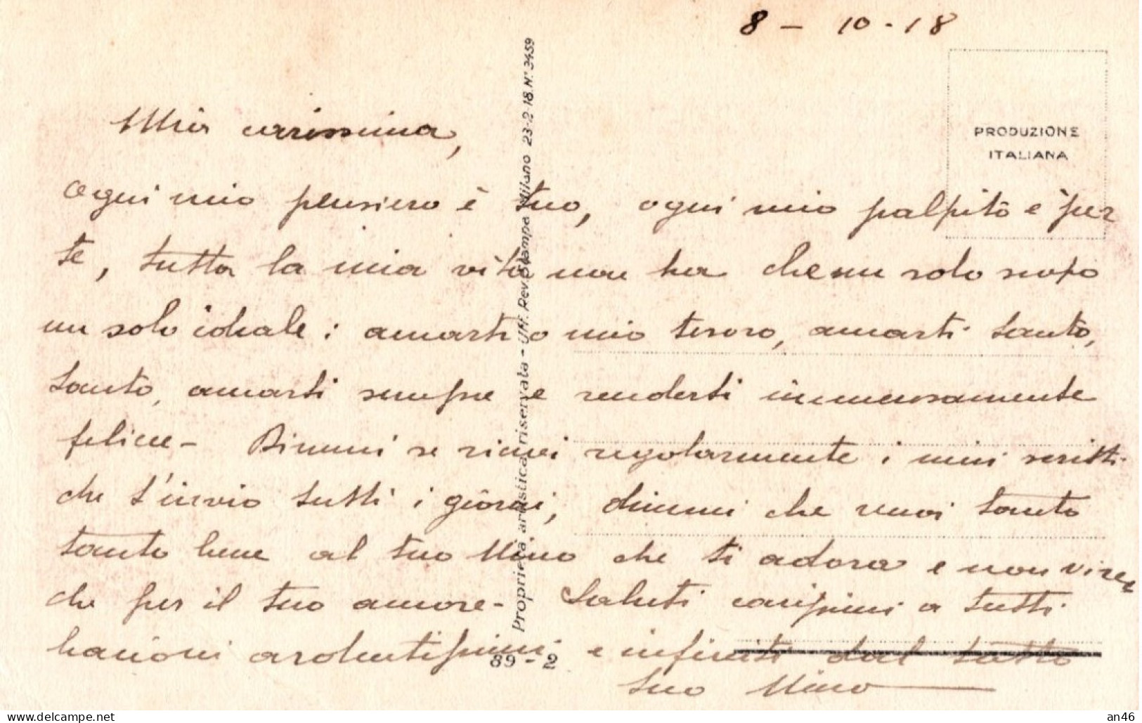 ADELINA ZANDRINO - N. 89-2 - V. Revisione Stampa Milano N. 3459 - VGT. 1918 - Zandrino