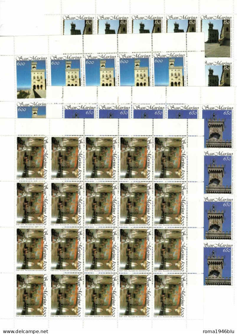 SAN MARINO 1994 PALAZZO DEL GOVERNO  4 FOGLI  ** MNH - Neufs