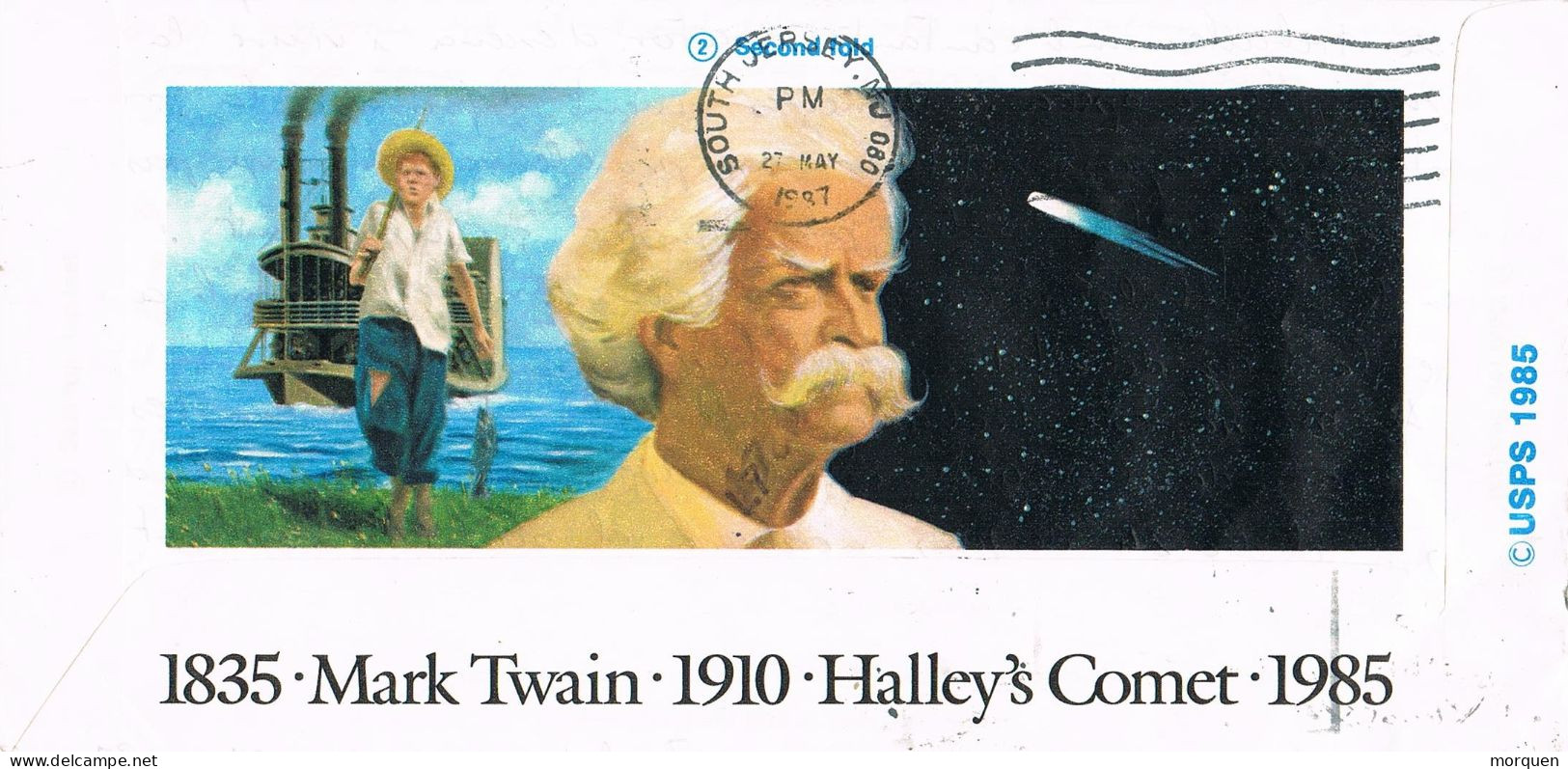 50759. Aerograma, Correo Aereo TALAHASEE (Florida) USA 1987. MARK TWAIN, Escritor. Halley Comet, Space - 3a. 1961-… Afgestempeld