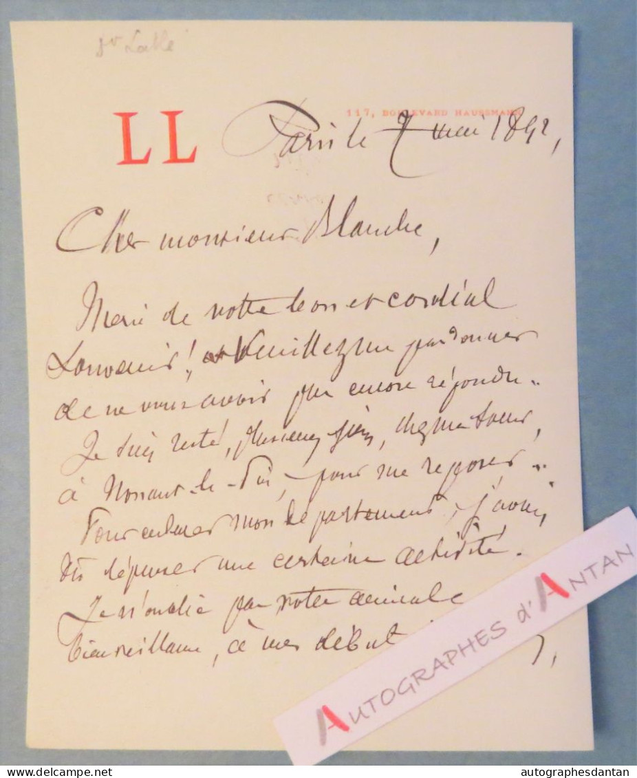 ● L.A.S 1892 Léon LABBE Chirurgien & Homme Politique Né Merlerault à M. Blanche Lettre Autographe Médecine Orne - Politico E Militare