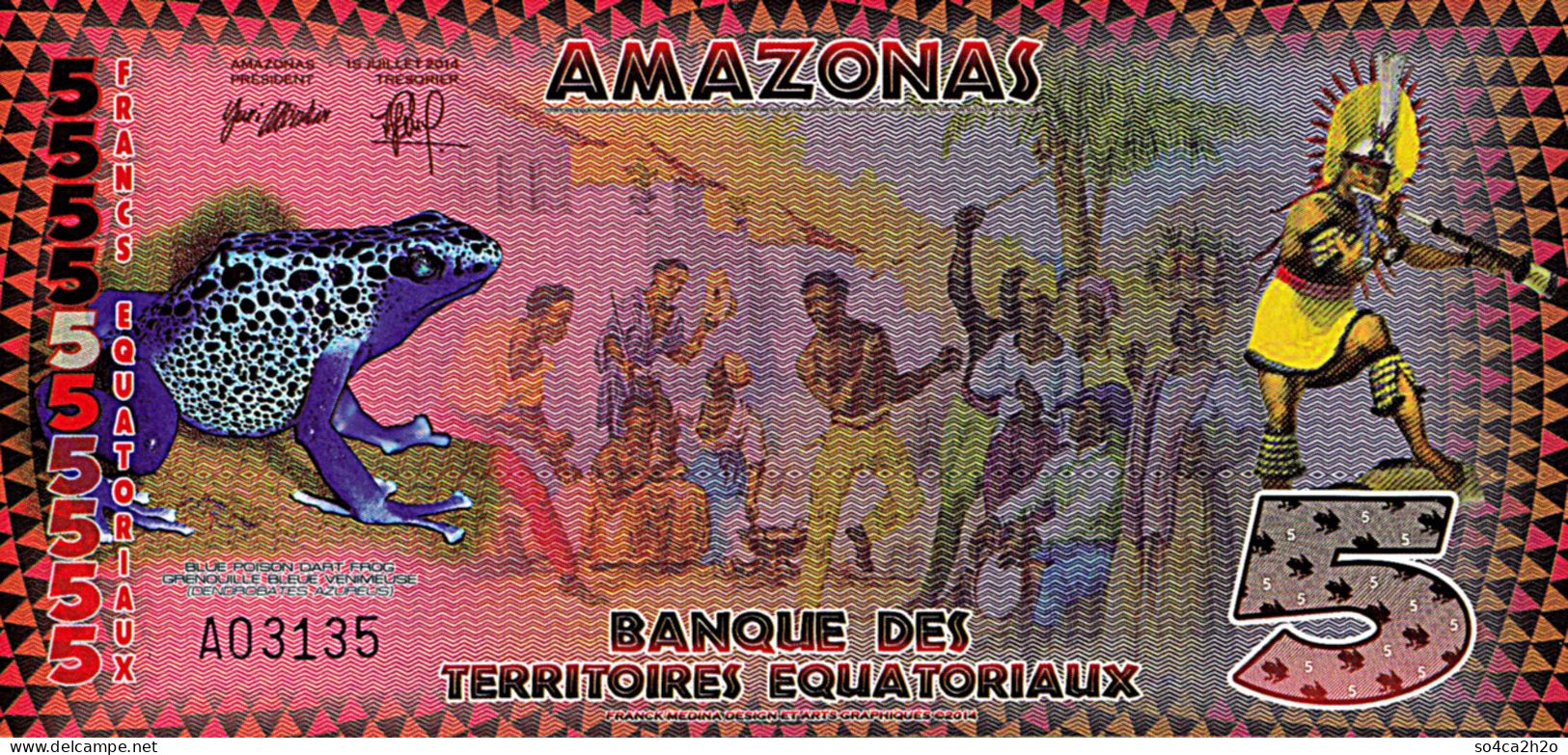 Amazonas  Equatorial Territories 5 Francs 2014 UNC POLYMER - Specimen