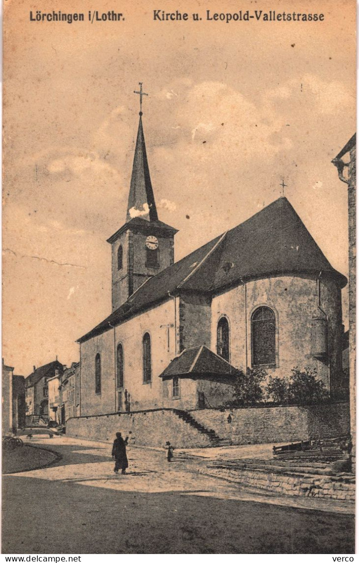 Carte POSTALE  Ancienne De LORQUIN - Eglise Rue Leoplold Vallet - Lorquin
