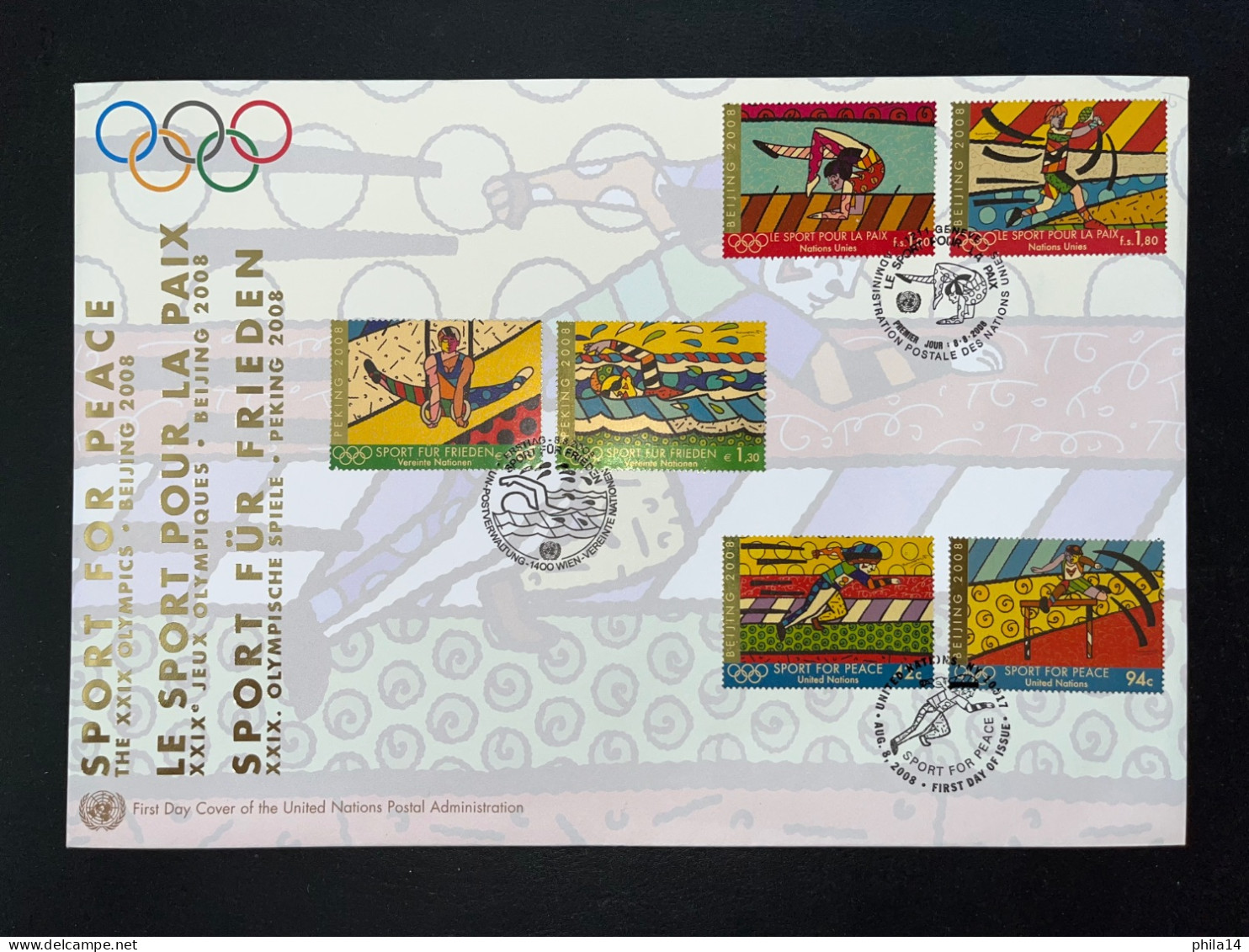 ENVELOPPE NATIONS UNIS GENEVE 2008 / LE SPORT POUR LA PAIX / OLYMPICS GAMES BEJING 2008 - Storia Postale