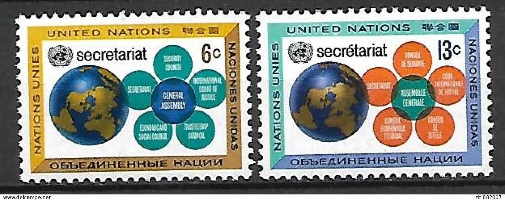 NATIONS - UNIES    -    1968 .  Y&T N° 175 / 176 ** .  Secrétariat De L' ONU. - Ongebruikt