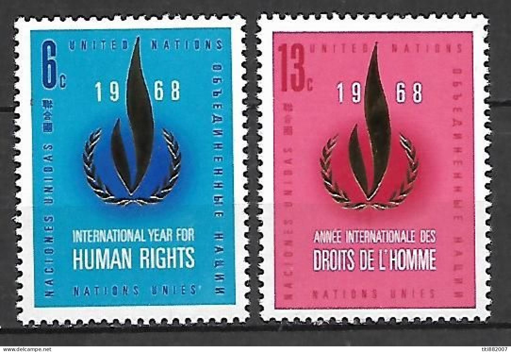 NATIONS - UNIES    -    1968 .  Y&T N° 184 / 185 ** .  Droits De L' Homme. - Unused Stamps
