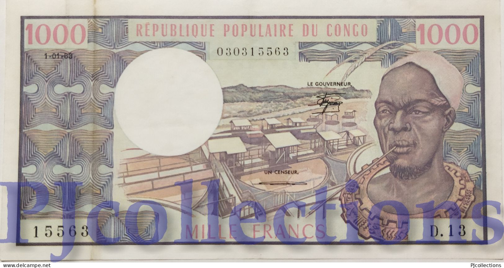 CONGO REPUBLIC 1000 FRANCS 1983 PICK 3e AXF - République Démocratique Du Congo & Zaïre