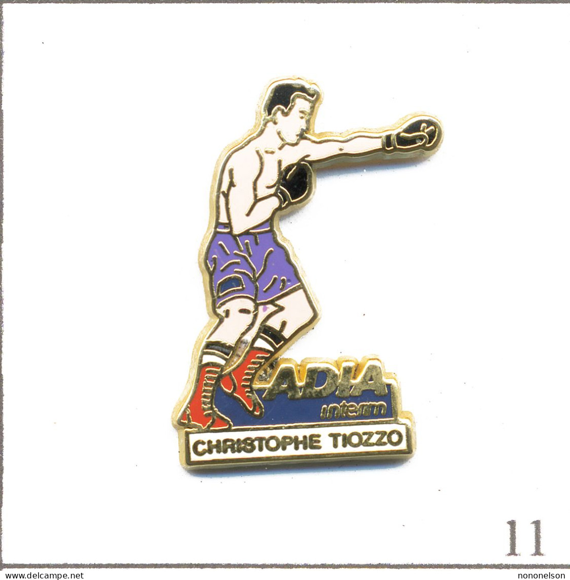 Pin's Sport - Boxe / Christophe Tiozzo - Sponsor Adia Intérim. Estampillé Courtois. Zamac. T972-11 - Boxe