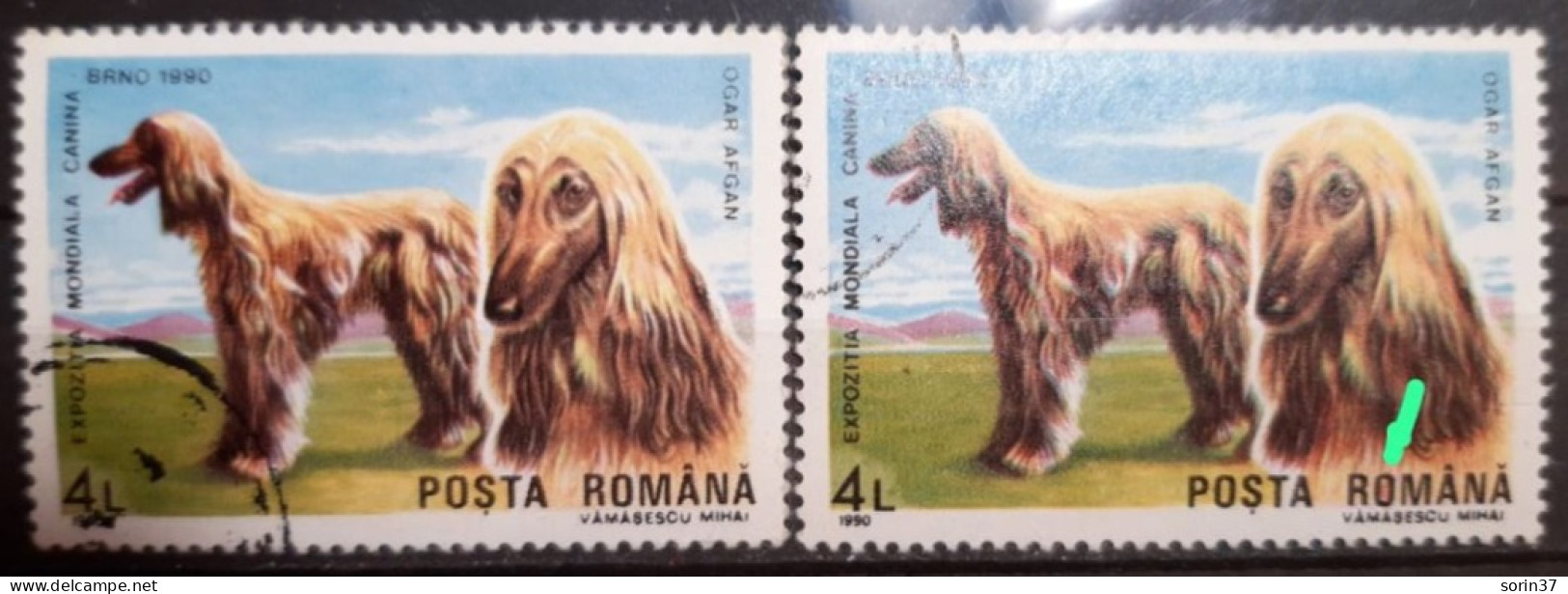 RUMANIA / ROMANIA / Error Año 1990 Yvert Nr. 3875 Usado O De Romania, Rojo Por Dentro - Plaatfouten En Curiosa