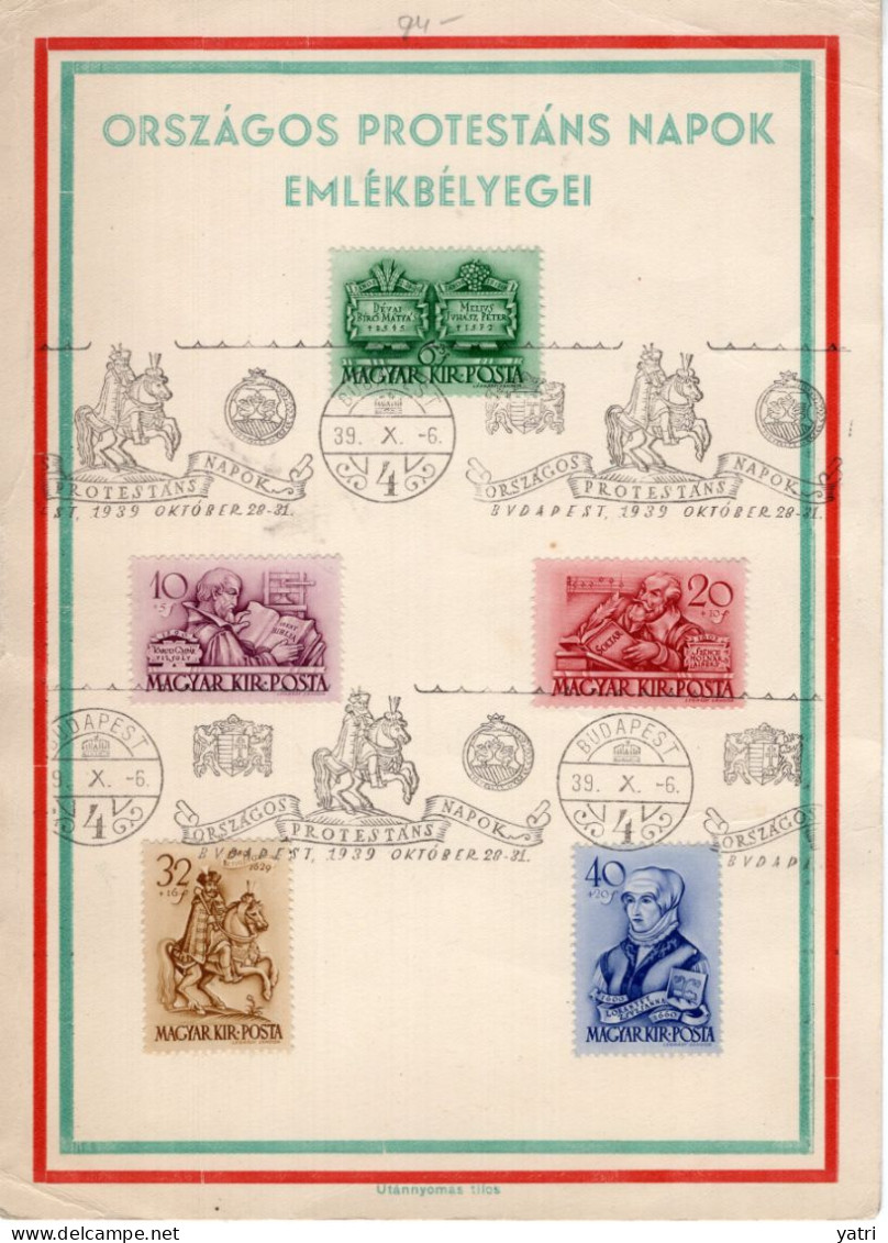 Ungheria (1939) -  Országos Protestáns Napok 1939 Budapest - Feuillets Souvenir