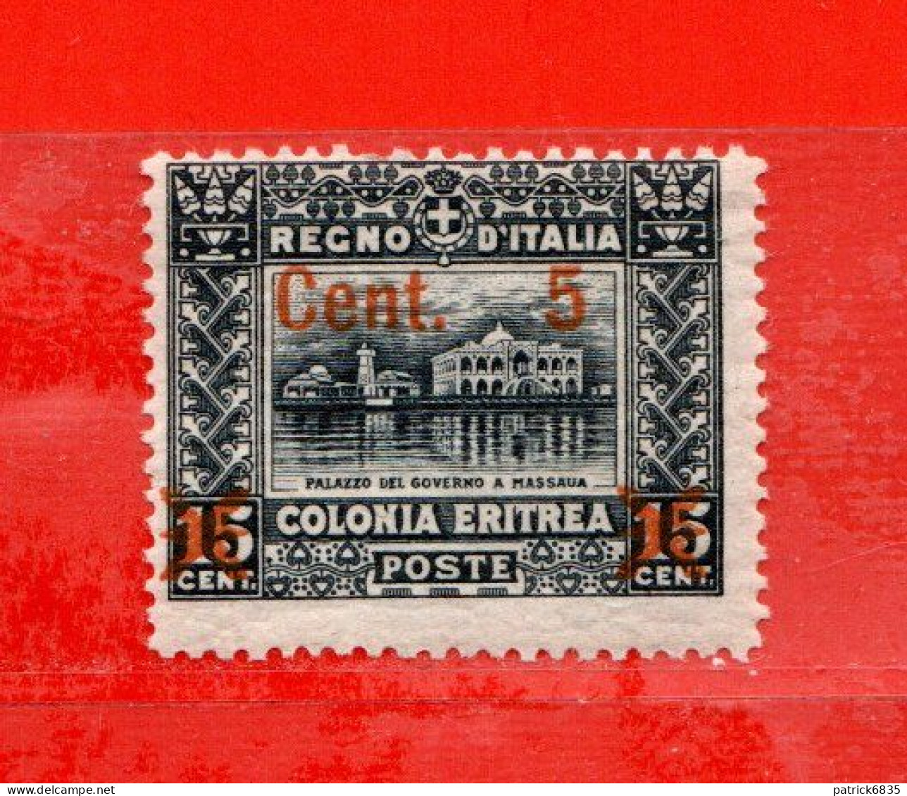 (Us8) ERITREA ** 1916 - Soggetti Africani. Sovrastampato 5 C. Su 15 C.   Sass. 45 . MNH**. Come Scansione. - Eritrée