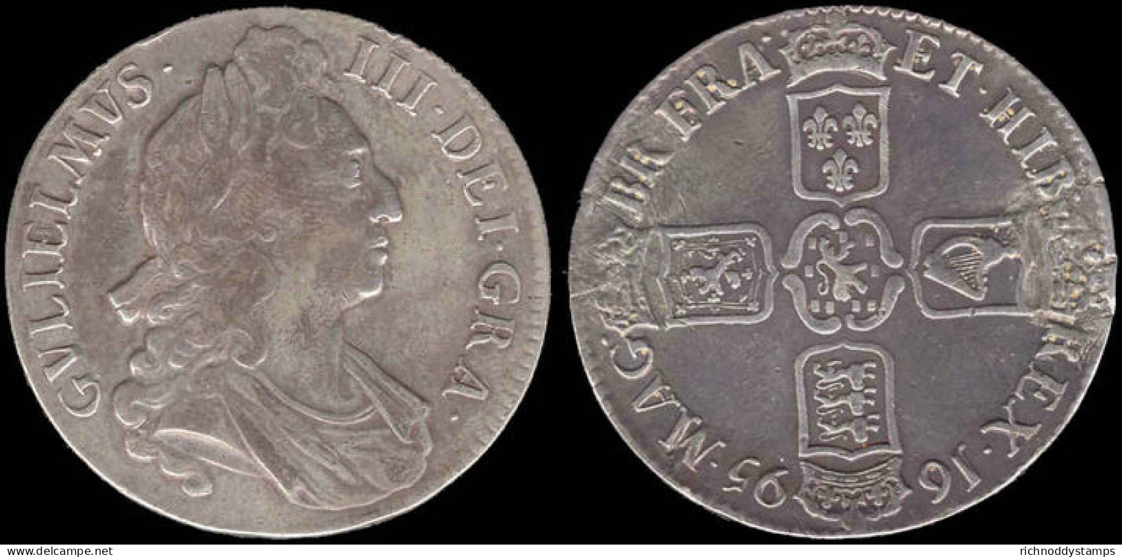 William III 1695 Silver Crown OCTAVO - J. 1 Crown