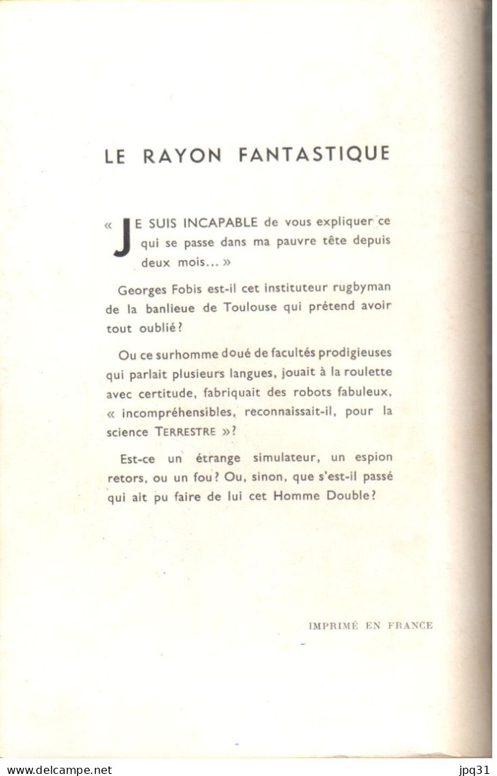 René Cambon - L’Homme Double - Rayon Fantastique 74 - 1960 - Le Rayon Fantastique