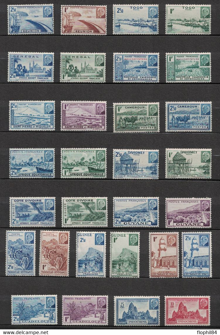 SERIE COLONIALE - MARECHAL PETAIN - 48 VALEURS - NEUF SANS TRACE DE CHARNIERE - COTE 78€60. - Ohne Zuordnung