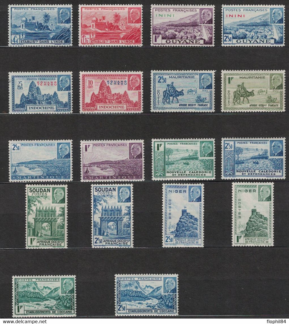 SERIE COLONIALE - MARECHAL PETAIN - 48 VALEURS - NEUF SANS TRACE DE CHARNIERE - COTE 78€60. - Ohne Zuordnung