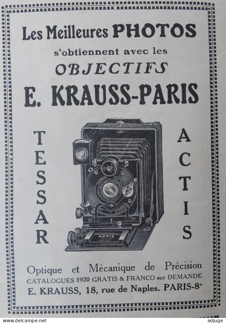 Extrait De La Revue "OMNIA" Juin 1920 _ Promotion Des Appareils Photo Objectifs E. KRAUSS **SUP - Fotografie